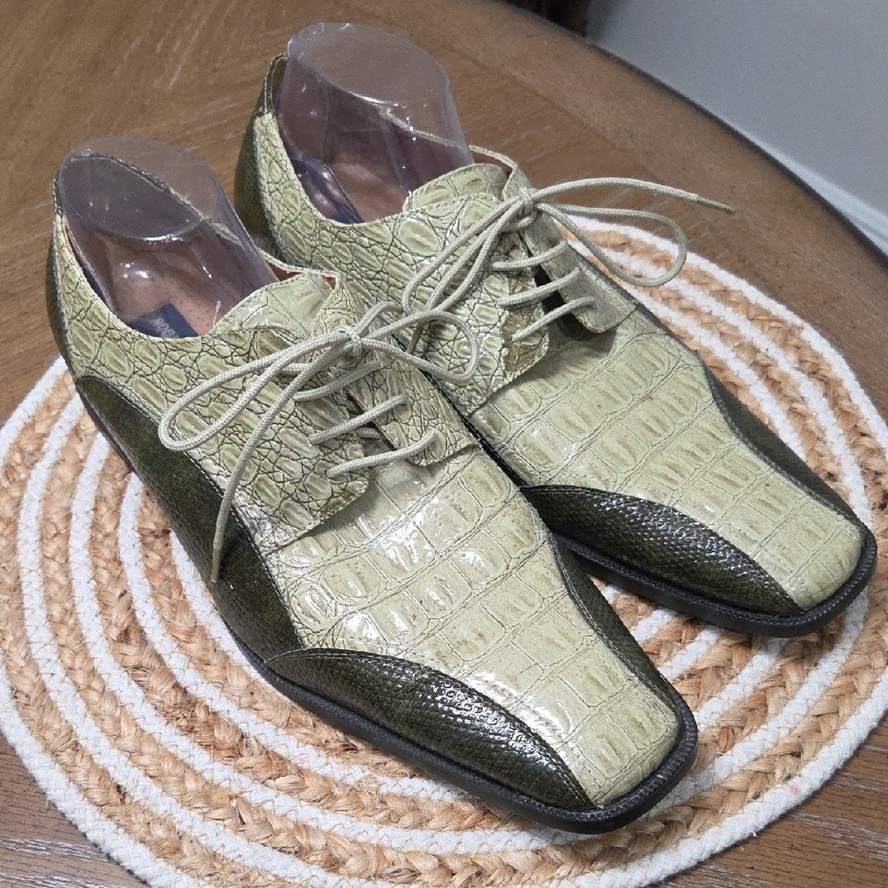 Roberto Chillini Mens Faux Alligator Oxford Shoe, Size 13